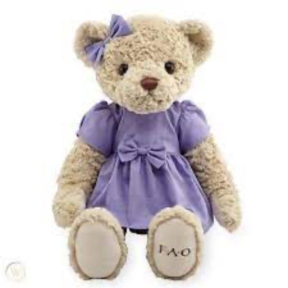 FAO Schwarz 2016 Stuffed Purple Dress & Bow Geoffrey Bear - Picture 1 of 10